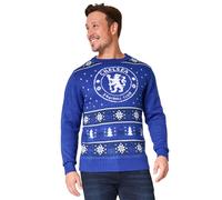 Chelsea FC Christmas Jumpers for Men Teenagers Warm Cosy Football Xmas Jumper M-3XL Gifts for Men (Blue, L)