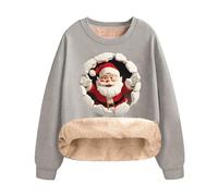 Christmas Jumper Fleece Sale Clearance Christmas Sweatshirt for Women UK Xmas Sweaters Long Sleeve Shirts Santa Elf Tee Shirts Sports Aesthetic Blouse Tops Comfortable Loose Blouses Top