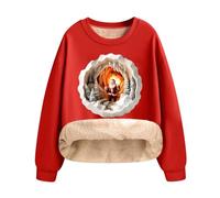 Christmas Jumper Fleece Sale Clearance Christmas Sweatshirt for Women UK Xmas Sweaters Long Sleeve Shirts Santa Elf Tee Shirts Sports Aesthetic Blouse Tops Comfortable Loose Blouses Top