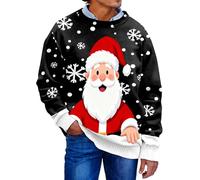Christmas Jumper for Men 3D Printed Xmas Pullover Sweatshirt Novelty Ugly Christmas Jumper Long Sleeve Sweaters Soft Sweater Lightweight Classic Jumpers Top Happy Holidays Clothing (Black,5XL)