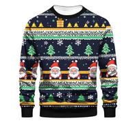Christmas Jumper for Men Snowman Sweatshirt Xmas Pullover Christmas Tree Sweaters Snowflakes Jumpers Long Sleeve Tops Colorblock Sweatshirts Crew Neck Pullovers Novelty Ugly Sweater Plus Size