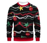 Christmas Jumper for Men Snowman Sweatshirt Xmas Pullover Christmas Tree Sweaters Snowflakes Jumpers Long Sleeve Tops Colorblock Sweatshirts Crew Neck Pullovers Novelty Ugly Sweater Plus Size