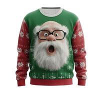 Christmas Jumper for Men Unsiex Ugly Christmas Pullover Sweatshirts 3D Print Novelty Xmas Long Sleeve Crewneck Sweater Shirt for Party Work Hoodies Winter Warm Hooded Top with Pockets (Green,L)