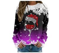 Christmas Jumper for Women UK Long Sleeve Crewneck Sweatshirts Casual Christmas Sweatshirts Winter Christmas Print Ladies Pullover Tops Loose Women's And Men's Tops for Work Officce