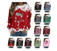 Christmas Jumper for Women - UK Long Sleeve Crewneck Sweatshirts - Casual Christmas Sweatshirts - Winter Ladies Pullover Tops - Loose Fit - Men's Tops for Work & Office