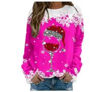 Christmas Jumper for Women - UK Long Sleeve Crewneck Sweatshirts - Casual Christmas Sweatshirts - Winter Print Ladies Pullover Tops - Loose Women's & Men's Tops for Work & Office