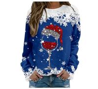Christmas Jumper for Women - UK Long Sleeve Crewneck Sweatshirts - Casual Christmas Sweatshirts - Winter Print Ladies Pullover Tops - Loose Fit - Men's Tops for Work & Office