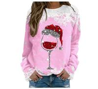 Christmas Jumper for Women - UK Long Sleeve Crewneck Sweatshirts - Casual Christmas Sweatshirts - Winter Print Ladies Pullover Tops - Loose Fit - Men's Tops for Work & Office