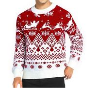 Christmas Jumper Funny-Nordic Jumpers For Men-Reindeer Embroidered Knit Sweater Coat Warm Soft Long Sleeve Casual Winter Pullover Top For Holiday Party And Festive Seasonal Outdoor Cozy Wear