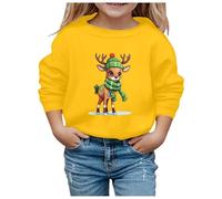 Christmas Jumper Girls Long Sleeve Fleece Christmas Sweatshirt for Children, Warm Christmas Jumper with Christmas Print Casual Christmas Costume Christmas Outfit for Teenagers Girls