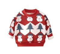 Christmas Jumper Kids Boys Sweatshirt - Girls Fleece Hooded Warm Winter Pullover Cozy Soft Kids Toddler Top With Cute Holiday Design (Red 150)