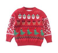 Christmas Jumper Kids Funny Christmas Jumper Boys Cotton Christmas Sweater Dinosaur Print Winter Warm Christmas Jumper Crew Neck Christmas Sweatshirt Unisex Children's Christmas Sweater