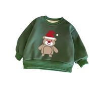 Christmas Jumper Kids Plain Teddy Print Sweaters Tops Long Sleeve Crewneck T-Shirt Unisex Pullover Causal Tops Xmas Jumpers Holiday Sweatshirts Blouses 2-7 Years (Green, 5-6 Years)