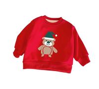 Christmas Jumper Kids Plain Teddy Print Sweaters Tops Long Sleeve Crewneck T-Shirt Unisex Pullover Causal Tops Xmas Jumpers Holiday Sweatshirts Blouses 2-7 Years (Red, 6-7 Years)