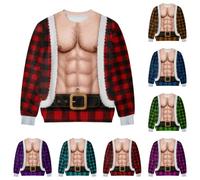 Christmas Jumper Men Funny 3D Printed Hairy Chest Christmas Jumper | Unisex Hairy Body Custom Funny Ugly Sweatshirt Novelty Father Christmas Graphic Pullover xmas gifts for Him