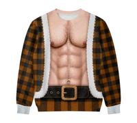 Christmas Jumper Men Funny 3D Printed Hairy Chest Christmas Jumper | Unisex Hairy Body Custom Funny Ugly Sweatshirt Novelty Father Christmas Graphic Pullover xmas gifts for Him