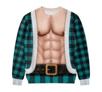 Christmas Jumper Men Funny 3D Printed Hairy Chest Christmas Jumper | Unisex Hairy Body Custom Funny Ugly Sweatshirt Novelty Father Christmas Graphic Pullover xmas gifts for Him