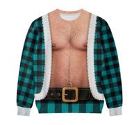 Christmas Jumper Men Funny 3D Printed Hairy Chest Christmas Jumper | Unisex Hairy Body Custom Funny Ugly Sweatshirt Novelty Father Christmas Graphic Pullover xmas gifts for Him