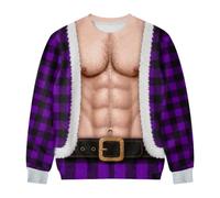 Christmas Jumper Men Funny 3D Printed Hairy Chest Christmas Jumper | Unisex Hairy Body Custom Funny Ugly Sweatshirt Novelty Father Christmas Graphic Pullover xmas gifts for Him