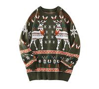 Christmas Jumper Men, Knit Jumper Xmas Funny Fair Isle Christmas Jumper Knit Sweater Crew Neck Winter Knitwear, Reindeers, Beer Glasses, Men's Christmas Sweaters Xmas Jumper Mens Winter Jumpers