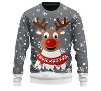 Christmas Jumper Men's Funny Christmas Jumper Men's Long Sleeves Reindeer Pattern Christmas Jumper Ugly Christmas Sweater Christmas Knitted Jumper Warm Winter Jumper Christmas Costume Unisex