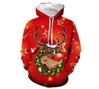 Christmas Jumper Men's Hoodie, Christmas Men's Jumper with Reindeer 3D Print Sweatshirt Sweat Jacket Long Sleeve Hoodie Christmas Shirt Christmas Outfit for Men