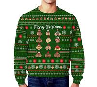 Christmas Jumper Men's Winter Christmas Funny Ugly Dirty Secret Casual Crew Neck Jumper Without, Green, L