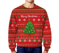 Christmas Jumper Men's Winter Christmas Funny Ugly Dirty Secret Casual Hooded Jumper, red, M