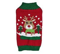 Christmas Jumper Poodle Car Gingerbread Reindeer Antlers Santa Belt Tree Snowflake Design Urd697 (Red, M)