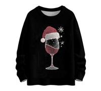 Christmas Jumper Women Christmas Sweatshirt for Women Comfortable Printed Jumper Elegant Outfits for Parade Vintage Long Sleeve Clothes to Gathering Crew Neck T Shirts in Holiday Party Dark Gray S