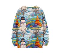 Christmas Jumper Womens Christmas T Shirts Women Elegant Printed Jumper Resistant Outfits in Holiday Party Classic Vintage Jumpers for Parade Casual Sweatshirt at Party Blue XXL