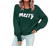 Christmas Jumper Women's Knitted Christmas Jumper Women's Round Neck Christmas Jumper Long Sleeve Classic Christmas Sweater Christmas Jumper Xmas Knitted Jumper Sweatshirt Long Sleeve Winter Jumper