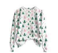 christmas jumpers,bow jumper, Fashion Casual Printed Round Neck Long Sleeve Top Sweatshirts Fall Skirts (White, S)