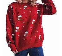 Christmas Jumpers, Christmas Sweaters for Women, Crew Neck Knitted Jumper Tops Stylish Alpaca Fair Isle Winter Jumpers Xmas Jumpers Ladies Rude Christmas Jumpers Pullover Ladies Crew Neck