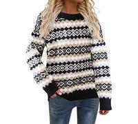 Christmas Jumpers, Christmas Sweaters for Women, Crew Neck Knitted Jumper Tops Stylish Alpaca Fair Isle Knitted Jumpers Ladies Xmas Jumpers Christmas Jumpers Ladies Knitted Pullover Sweater