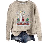 Christmas Jumpers, Christmas Sweaters for Women, Knitted Crew Neck Reindeer Rudolf Snowflakes Christmas Xmas Knitted Jumpers Xmas Jumpers Funny Xmas Jumpers Christmas Tops