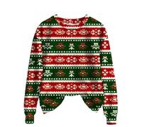 Christmas Jumpers,Christmas Tops for Women, Fashion Casual Printed Round Neck Long Sleeve Top Sweatshirt Large Knit Sweater (Green, S)