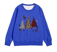 Christmas Jumpers for Children 11-13 Sweatshirt - Print Girls Long Sleeve Crewneck Pocket Cozy Fleece Pullover Top for Winter Holiday Season Festive Outfit (Blue 5-6 Years)
