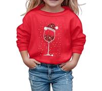 Christmas Jumpers for Children Funny Sweatshirt - Print Girls Long Sleeve Crewneck Cozy Fleece Pullover Top Soft Casual Winter Holiday Playwear for Kids Youth (Red 5-6 Years)