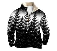 Christmas Jumpers for Men 1/4 Zip Xmas Tree Pullover Sweatshirt Long Sleeve Stand Collar Funny Xmas Jumper Reindeer Snowflakes Printed Plus Size Ugly Tops Soft Comfortable Warm