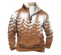 Christmas Jumpers for Men 1/4 Zip Xmas Tree Pullover Sweatshirt Long Sleeve Stand Collar Funny Xmas Jumper Reindeer Snowflakes Printed Plus Size Ugly Tops Soft Comfortable Warm
