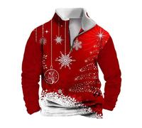 Christmas Jumpers for Men 1/4 Zip Xmas Tree Pullover Sweatshirt Long Sleeve Stand Collar Funny Xmas Jumper Reindeer Snowflakes Printed Plus Size Ugly Tops Soft Comfortable Warm