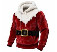 Christmas Jumpers for Men Flannel Ugly Hoodie Christmas Sweatshirts Plaid Long Sleeve Pullover Checked Fleece Hoody Wool Hooded Sweatshirt Fuzzy Fluffy Plush Xmas Jumpers Thermal Tops with Pocket