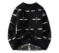 Christmas Jumpers for Men Novelty Funny Xmas Elf Jumper Crewneck Pullover Long Sleeve Tops Causal Crewneck Sweatshirt Tops Classic Cotton Winter Sweatshirt Christmas Outfit for Men (Black,4XL)