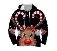 Christmas Jumpers for Men,Reindeer Hoodies Novelty Funny Long Sleeve Pullover Tops Mens Fleece Lined Drawstring Hooded Sweatshirts with Pocket,Happy Holidays Clothing Ugly Christmas Sweaters M-3XL