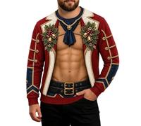 Christmas Jumpers for Men Rude 3D Hairy Chest Christmas Jumper | Santa Abs on Full Display Today Xmas Sweatshirts Novelty Graphic Christmas Jumpers Funny xmas gifts for Men