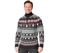 Christmas Jumpers for Men Teenagers Warm Cosy Half Zip Jumper Men Patterned Xmas Jumper Knitted Mens Sweater M-2XL - Gifts for Him (Black/Red, L)