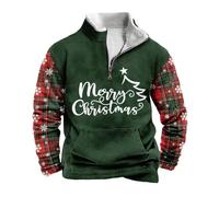 Christmas Jumpers for Men UK 1/4 Zip Fleece Xmas Printed Pullover Sweatshirt Boxy Casual Long Sleeve Stand Collar Funny Jumper Printed Plus Size Soft Ugly Tops Warm Christmas Outfits