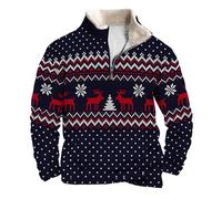 Christmas Jumpers for Men UK 1/40 Zip Fleece Xmas Printed Pullover Sweatshirt Boxy Casual Long Sleeve Stand Collar Funny Jumper Printed Plus Size Soft Ugly Tops Warm Christmas Outfits