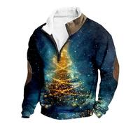 Christmas Jumpers for Men UK Christmas Reindeer Novelty 1/4 Zip Top Long Sleeve Half Zip Jumper Casual Warm Sweatshirt Ugly Xmas Sweatshirts Holiday Shirt for Party Xmas T Shirts Men UK (Navy,S)